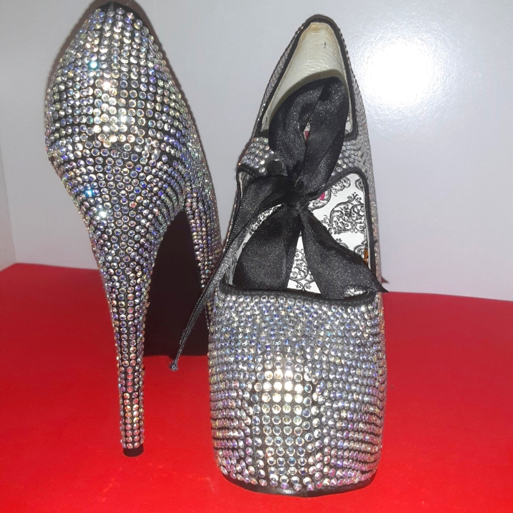 Bordello Teeze crystal encrusted heels